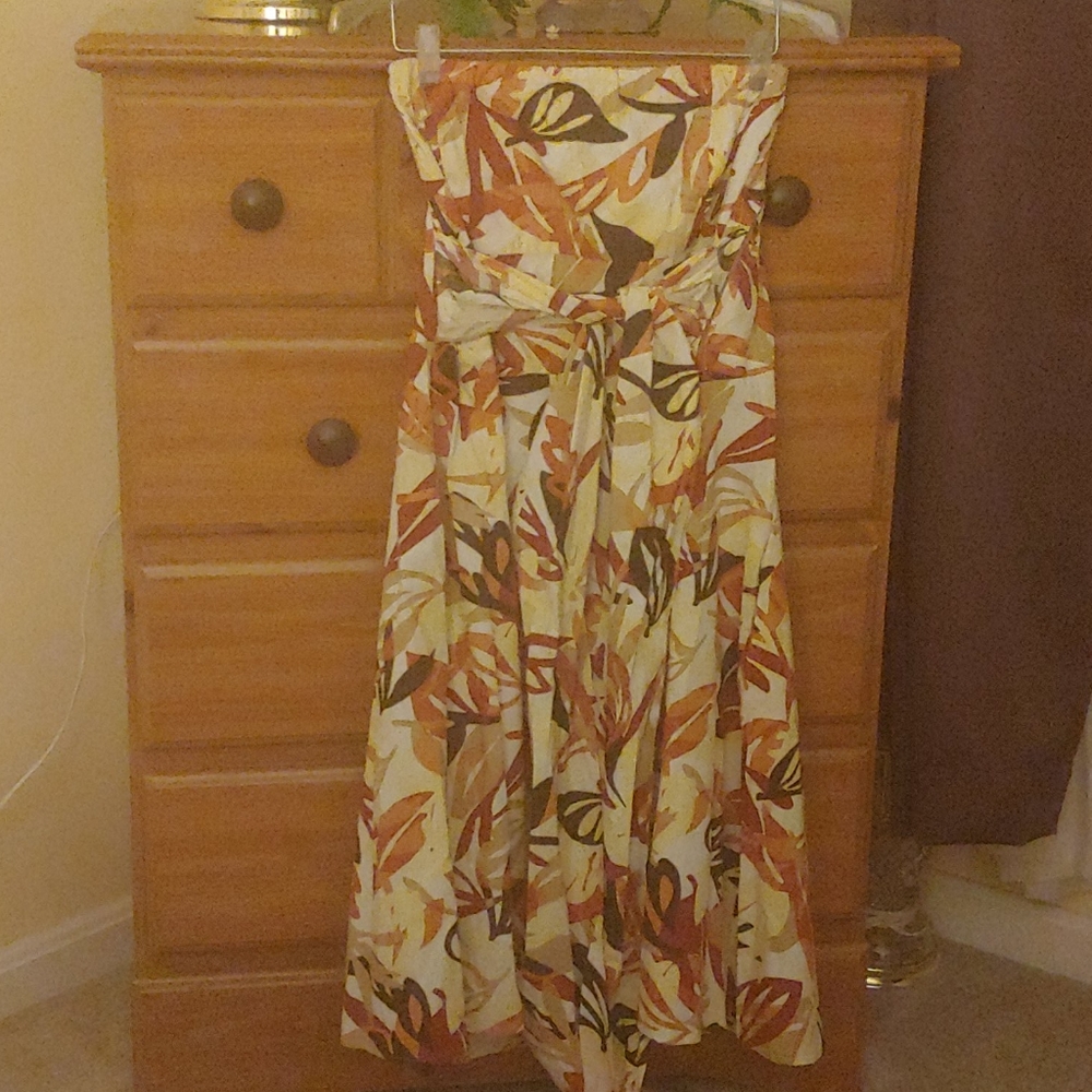 Strapless cotton swing dress